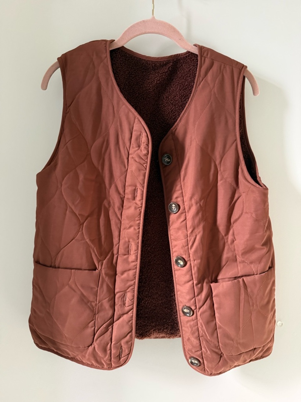 Women's Quilted Brown Vest Jacket